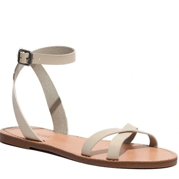 Madewell Boardwalk Dried Flax Leather Ankle Sandals - Picture 1 of 7